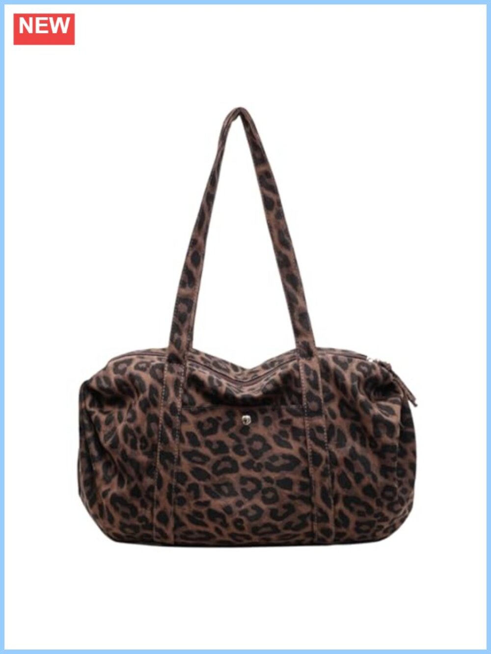 Y2K Leopard Print Nylon Shoulder Bag Retro Boston Barrel Bag